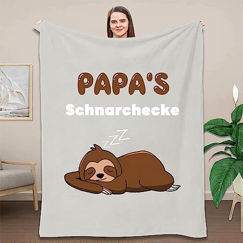 ZQYMM Personalisierte Decke Geschenk für Papa- Vatertagsgeschenke für Papa, Geschenk Geburtstag Geschenkideen für Papa-Faultier Kuscheldecke,Bester Papa Geschenke von ZQYMM