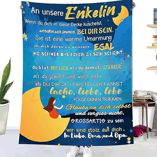 ZQYMM Personalisierte Decke Geschenke An Unsere Enkelin von Oma Opa Kuscheldecke Flauschige Für Enkelin Flanelldecke Luftpost Positiv Ermutigen Wohndecke, Geburtstag Weihnachten für Enkelin von ZQYMM