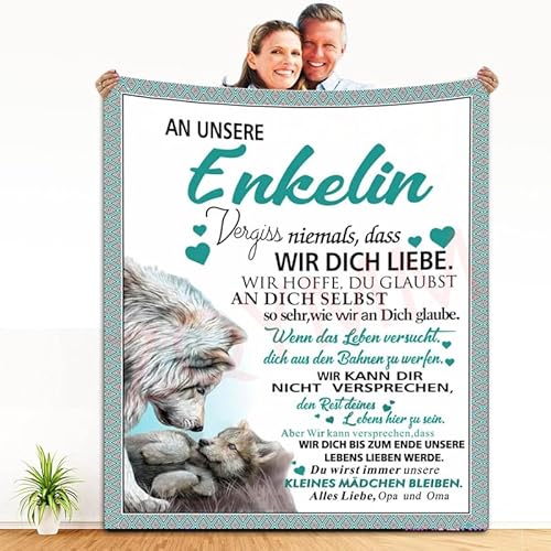 ZQYMM Personalisierte Decke Geschenke Für Enkelin von Oma Opa Kuscheldecke An Unsere Enkelin von Oma Opa 18 Geburtstag Mädchen Witziges Weihnachten Geburtstag Abschluss-Geschenke von ZQYMM