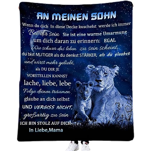 ZQYMM Personalisierte Decke Sohn Geschenke von Mama, Mutter Sohn Geschenke, Kuscheldecke Flauschige, Witziges Geburtstagsgeschenk für Meine Sohn, 18 Geburtstag Junge von ZQYMM