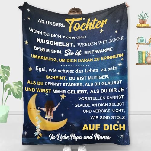 ZQYMM Personalisierte Decke Tochter Geschenke von Mama und Papa, Eltern Tochter Geschenke, Kuscheldecke Flauschige, Witziges Geburtstagsgeschenk für Unsere Tochter, 18 Geburtstag Mädchen von ZQYMM