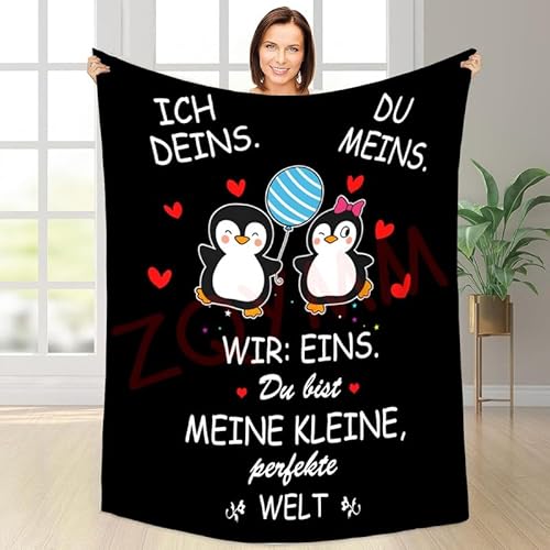 ZQYMM Pinguin Geschenke Jahrestag Geschenk für Ihn Sie Ich Liebe Dich Geschenke für Männer Frauen Valentinstag Weihnachten Hochzeitstag Geschenke für Paare Partner Pärchen Kuscheldecke Hochzeitstag von ZQYMM