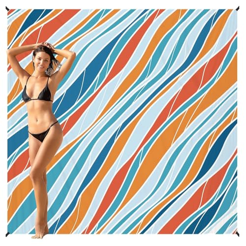 ZQYMM Sanddichte Stranddecke, Picknickdecke, sandfreie, wasserdichte Strandmatte, für 2–6 Erwachsene, leichte, schnelltrocknende Polyester-Outdoordecke, (A-Farbe, 210x200cm (1-6person)) von ZQYMM