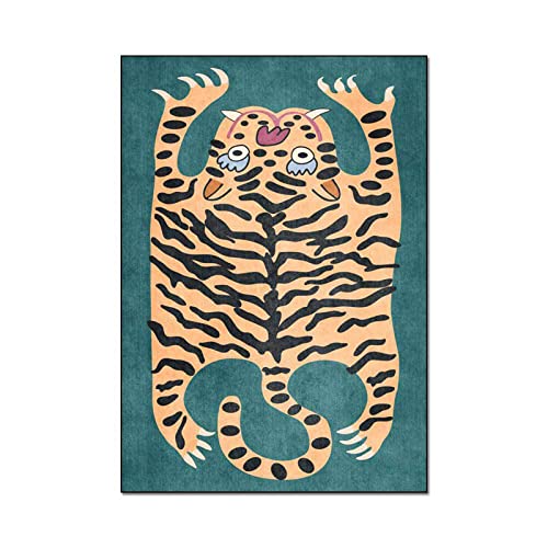 ZQYMM Tiger Teppiche Flauschig Teppich Moderner rutschfeste Teppiche, Bodenteppich Für Fußmatte, Teppiche Gegend Für Schlafzimmer Wohnzimmer Jugendliche/Mädchen Zimmer,Grün,150*200CM von ZQYMM