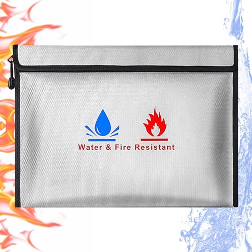 Feuerfeste Tasche Dokumententasche - 1 Set Feuersichere wasserdichte Tasche Hülle Beutel Behälter für Dokumente Passport Bankdatei Geld Wertsachen (Grau) von ZQZXD