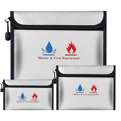 Feuerfeste Tasche Dokumententasche - 3 Set Feuersichere wasserdichte Tasche Hülle Beutel Behälter für Dokumente Passport Bankdatei Geld Wertsachen Feuerfeste Tasche Dokumententasche - 3 Set Feuersichere wasserdichte Tasche Hülle Beutel Behälter für Dokumente Passport Bankdatei Geld Wertsachen von ZQZXD