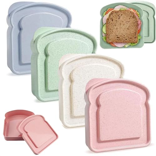 ZQZXD 4 Stück Sandwich-Behälter Sandwich-Box Lebensmittel Lagerung Toast Form Halter Kunststoff Brot Sandwich Keeper Prep Mikrowelle spülmaschinenfest von ZQZXD