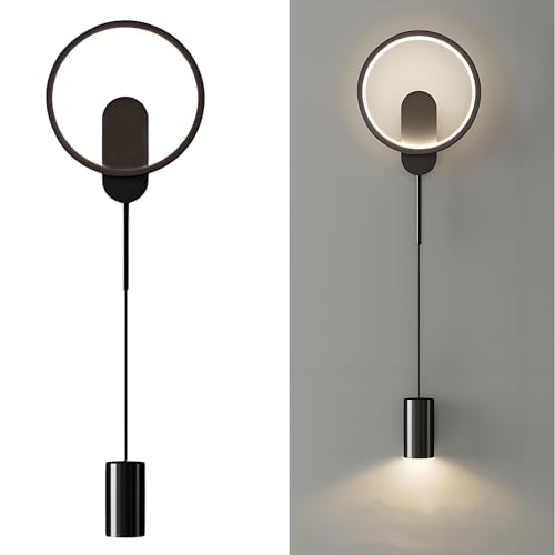 ZRBBRE Moderne Minimalistische 24W LED Wandleuchte, Wandlampe mit 3 Farbtemperaturen und Dimmfunktion für Schlafzimmer & Wohnzimmer (Schwarz) von ZRBBRE