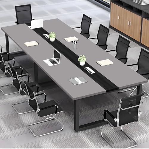 ZRBDDEF Großer Konferenztisch Büro – Moderner Besprechungstisch mit Kabelmanagement, Rechteckiger Meetingtisch für 8–12 Personen, Stabiler Metallrahmen (ohne Stühle) von ZRBDDEF