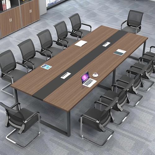 ZRBDDEF Großer Konferenztisch Büro – Moderner Besprechungstisch mit Kabelmanagement, Rechteckiger Meetingtisch für 8–12 Personen, Stabiler Metallrahmen (ohne Stühle) von ZRBDDEF