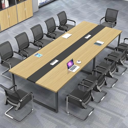 ZRBDDEF Großer Konferenztisch Büro – Moderner Besprechungstisch mit Kabelmanagement, Rechteckiger Meetingtisch für 8–12 Personen, Stabiler Metallrahmen (ohne Stühle) von ZRBDDEF