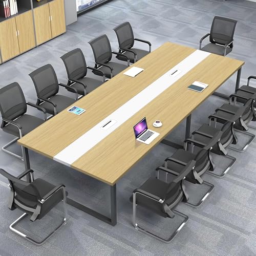 ZRBDDEF Großer Konferenztisch Büro – Moderner Besprechungstisch mit Kabelmanagement, Rechteckiger Meetingtisch für 8–12 Personen, Stabiler Metallrahmen (ohne Stühle) von ZRBDDEF