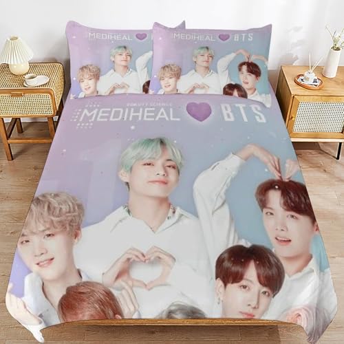 ZRCLXLVU BTS Everyday Sleep Fit Closure Smooth Surface Texture Duvet Cover Sets Family Use von ZRCLXLVU