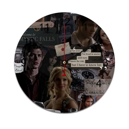 ZRCLXLVU Die vampire diaries Silent Sweep PVC-Uhr mit sauberem, minimalistischem Design und rahmenloser Struktur, ideal für Zuhause, Büro oder Klassenzimmer. von ZRCLXLVU