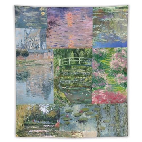 ZRCLXLVU Monet Painting Dekorativer Wandteppich für Wohnheim, Blumen-Thema und Raumdekoration von ZRCLXLVU