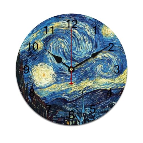 ZRCLXLVU van Postimpressionistische Maler-Gogh-PVC-Wanduhr mit geräuschlosem Kehrmechanismus und rahmenlosem Design, geeignet für Schlafzimmer, Küche oder Arbeitsplatzdekoration. von ZRCLXLVU