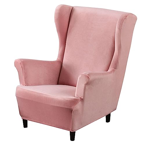 ZRCYXDW 1 Stück Stretch Ohrensessel Überzug, Small Sessel-Überwürfe Samt Weich Mit Elastischer Unterseite Bezug Sesselhusse Waschbarer Für Kinder-rosa-1 Stück von ZRCYXDW
