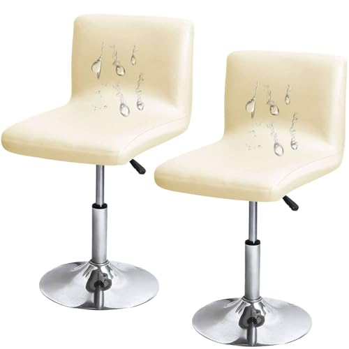 ZRCYXDW 2 Stück Wasserdicht Barhocker-Schonbezüge, PULeder Barhocker Bezug Mit Rückenlehne Schwenken Stretch-stuhlbezug Abnehmbarer Stuhlbezug Für Esszimmer Kaffee-Creme-2 Stück von ZRCYXDW