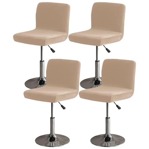 ZRCYXDW Elastisch Samt Barhocker Abdeckung, Barhocker Bezug Weicher Mit Elastischer Unterseite Hussen Für Barhocker Abnehmbarer Barstuhlbezug Mit Rückenlehne Waschbarer-Leichter Kaffee-4 Stück von ZRCYXDW