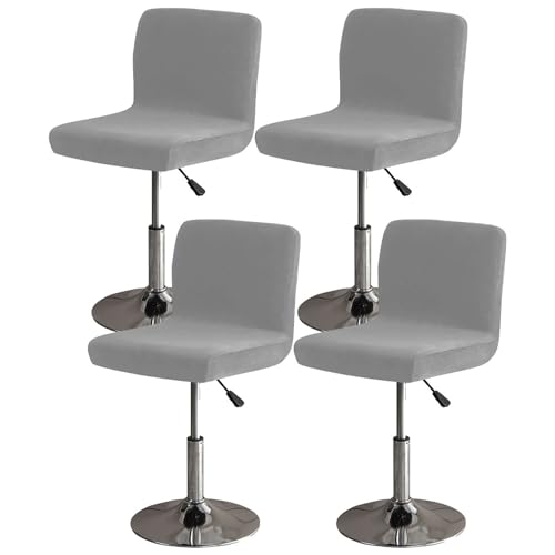 ZRCYXDW Elastisch Samt Barhocker Abdeckung, Barhocker Bezug Weicher Mit Elastischer Unterseite Hussen Für Barhocker Abnehmbarer Barstuhlbezug Mit Rückenlehne Waschbarer-grau B-4 Stück von ZRCYXDW