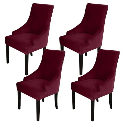 ZRCYXDW Elastisch Samt Wingback Side Chair Slipcovers, 4er Set Abnehmbarer Dining Chair Covers Rutschfester Wingback Seitenstuhl Bezug waschbarer für Bankett-Weinrot-4er Set ZRCYXDW Elastisch Samt Wingback Side Chair Slipcovers, 4er Set Abnehmbarer Dining Chair Covers Rutschfester Wingback Seitenstuhl Bezug waschbarer für Bankett-Weinrot-4er Set von ZRCYXDW