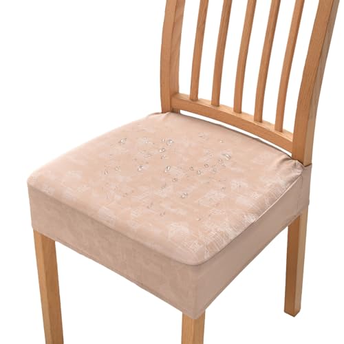 ZRCYXDW Esszimmerstuhl Sitzbezüge Wasserdicht, Stuhlbezug Sitzfläche Stretch 2er Set Sitzbezug Stuhl PU Wasserdicht Für Küche-Khaki-2 Stück von ZRCYXDW