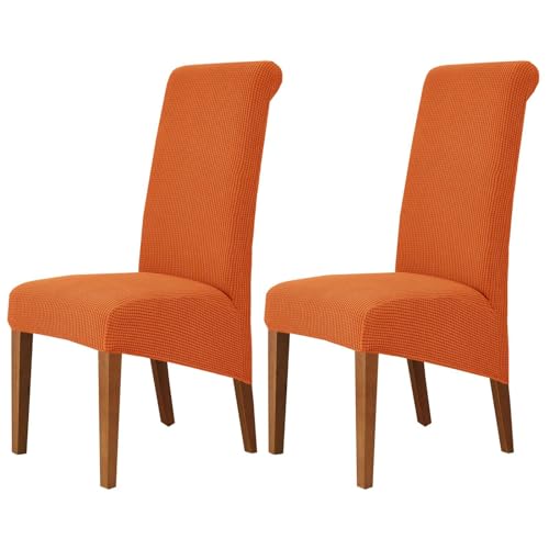 ZRCYXDW Jacquard Spandex Stuhlhussen, Elastischem Stuhlbezug Abnehmbar Stuhlabdeckung Stuhlhussen Für Esszimmerstühle-Orange-2er Set von ZRCYXDW