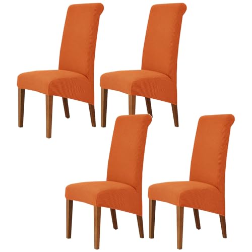 ZRCYXDW Jacquard Spandex Stuhlhussen, Elastischem Stuhlbezug Abnehmbar Stuhlabdeckung Stuhlhussen Für Esszimmerstühle-Orange-4er Set von ZRCYXDW