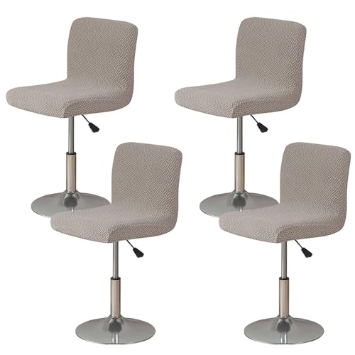 ZRCYXDW Kariert Barhocker Abdeckung, Drehbar Barhocker Bezug Elastisch Rutschfester Hussen Für Barhocker Abnehmbarer Waschbarer Für Bar-Taupe-4er Set von ZRCYXDW