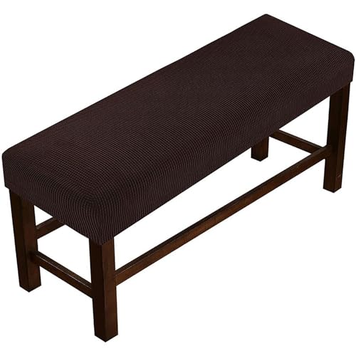 ZRCYXDW Kariert Bezug Für Esszimmer-Bank, Elastisch Abnehmbarer Dining Bench Cover Mit Elastischer Unterseite Bankhussen Waschbarer Für Esszimmer Küche-Tiefer Kaffee-X-Large von ZRCYXDW