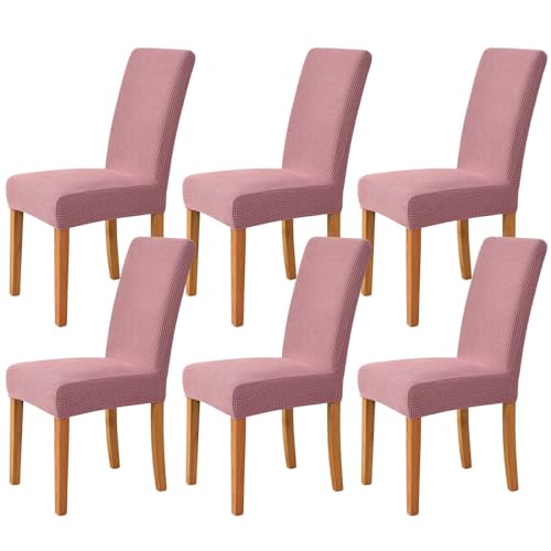 ZRCYXDW Kariert Stuhlhussen Für Esszimmerstühle, Elastisch Stuhlbezug Für Esszimmerstühle Mit Elastischer Unterseite Abnehmbarer Stuhlüberzug Für Küchenstühle Waschbarer-rosa-6 Stück von ZRCYXDW