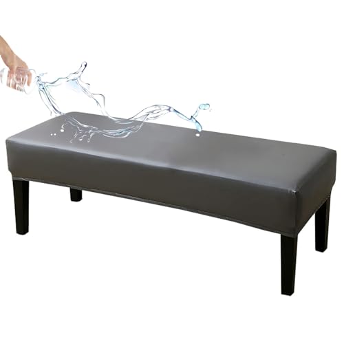 ZRCYXDW PU Leder Bezug Für Esszimmer-Bank, Wasserdichter Dining Bench Cover Elastisch Abnehmbarer Bezug Für Esszimmerstuhl Rutschfester Stuhlhusse Für Bank-dunkelgrau-150cm(59in) von ZRCYXDW