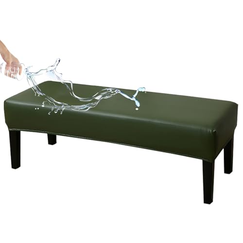 ZRCYXDW PU Leder Bezug Für Esszimmer-Bank, Wasserdichter Dining Bench Cover Elastisch Abnehmbarer Bezug Für Esszimmerstuhl Rutschfester Stuhlhusse Für Bank-dunkelgrün-200cm(78.7in) von ZRCYXDW