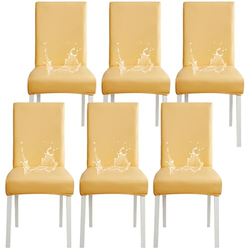 ZRCYXDW PU Leder Stuhlhussen 6er Set, Wasserdicht Stuhlbezug Stretch Waschbar Stuhlbezüge Für Küche Hotel-Gelb-6 Stück ZRCYXDW PU Leder Stuhlhussen 6er Set, Wasserdicht Stuhlbezug Stretch Waschbar Stuhlbezüge Für Küche Hotel-Gelb-6 Stück von ZRCYXDW
