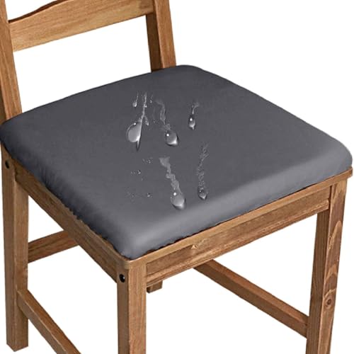 ZRCYXDW PULeder stuhlbezug sitzfläche 4er Set, wasserdicht Esszimmerstuhl Sitzbezug Abnehmbar Stretch Bezug für Stühle wiederverwendbar Geeignet für Küche Hotel-dunkelgrau-4 Stück von ZRCYXDW