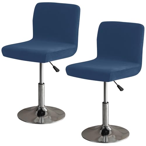 ZRCYXDW Samt Bar Stuhlhussen, Weiche Barhocker Bezug Mit Rückenlehne 2 Stück Waschbar Universal Barhocker Abdeckungen Für Drehbar Barhocker-Navy Blau-2er Set von ZRCYXDW