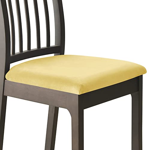ZRCYXDW Samt Stuhlbezug Sitzfläche 2er Set, Weiche Esszimmerstuhl Sitzbezüge Stretch Gepolstert Stuhlhussen Abnehmbarem Waschbar-gelb-2 Stück von ZRCYXDW