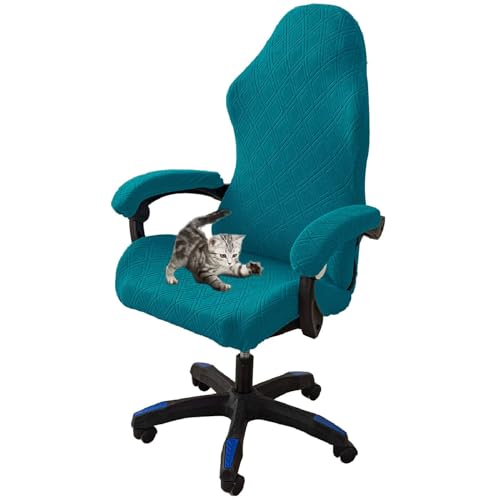 ZRCYXDW Spandex Gaming Stuhl Bezug Dehnbar, Niedlich Gamingstuhl-Bezüge Sanft Abnehmbar Drehstuhl Bezug Stuhlhussen Waschbar Für Computer-Spielstuhl Bürostuhl-Türkisblau-Large von ZRCYXDW