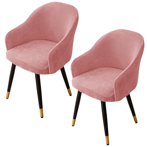ZRCYXDW Spandex Stuhlhussen Mit Armlehne, Abnehmbarer Stuhlbezug Mit Armlehne Stretch Weicher Waschbarer Esszimmerstuhlbezug Für Bankett Dekor-rosa-2 Stück von ZRCYXDW