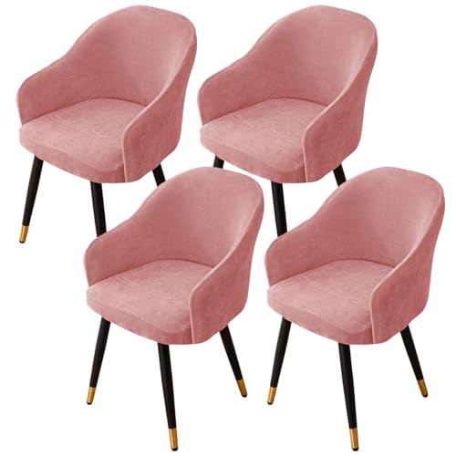 ZRCYXDW Spandex Stuhlhussen Mit Armlehne, Abnehmbarer Stuhlbezug Mit Armlehne Stretch Weicher Waschbarer Esszimmerstuhlbezug Für Bankett Dekor-rosa-4 Stück von ZRCYXDW