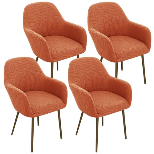 ZRCYXDW Spandex Stuhlhussen Mit Armlehne, Stretch Esszimmerstuhlbezug Weicher Abnehmbarer Stuhlbezug Mit Armlehne Waschbarer Sesselbezug-Orange-4 Stück von ZRCYXDW