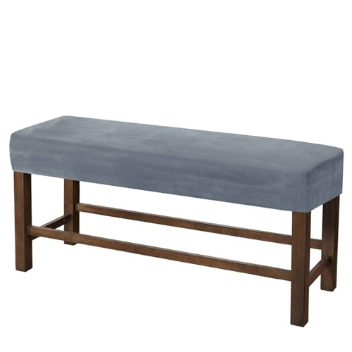 ZRCYXDW Stretch Bezug Für Esszimmer-Bank, Weich Dining Bench Cover Samt Mit Elastischer Unterseite Abnehmbarer Bankhussen Waschbarer Bezug Für Esszimmerbank-grau Blau-Large von ZRCYXDW