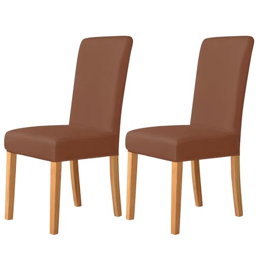 ZRCYXDW Stretch Stuhlhussen, Spandex Stuhlhussen Für Esszimmer Weicher Abnehmbarer Stuhlhussen Für Esszimmerstühle Mit Elastischer Unterseite Waschbarer Stuhlbezug Schwingstuhl-Hellbraun-2er Set von ZRCYXDW