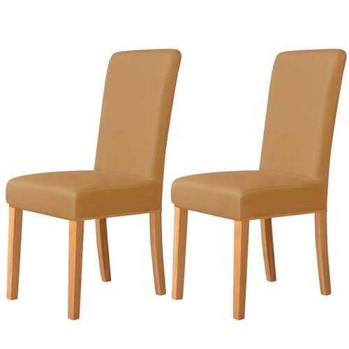 ZRCYXDW Stretch Stuhlhussen, Spandex Stuhlhussen Für Esszimmer Weicher Abnehmbarer Stuhlhussen Für Esszimmerstühle Mit Elastischer Unterseite Waschbarer Stuhlbezug Schwingstuhl-Kamel-2er Set von ZRCYXDW
