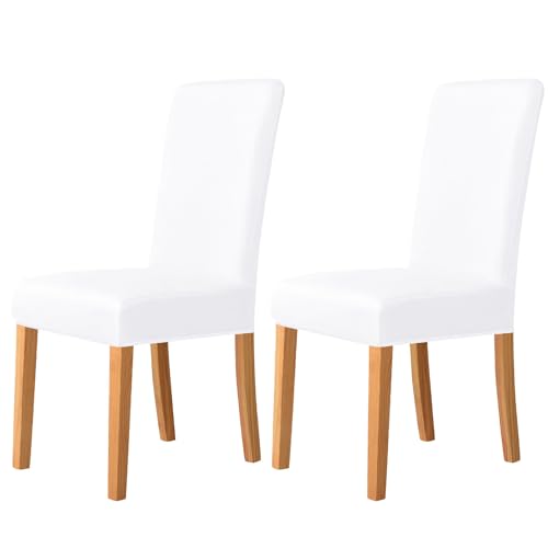 ZRCYXDW Stretch Stuhlhussen, Spandex Stuhlhussen Für Esszimmer Weicher Abnehmbarer Stuhlhussen Für Esszimmerstühle Mit Elastischer Unterseite Waschbarer Stuhlbezug Schwingstuhl-Weiß-2er Set von ZRCYXDW