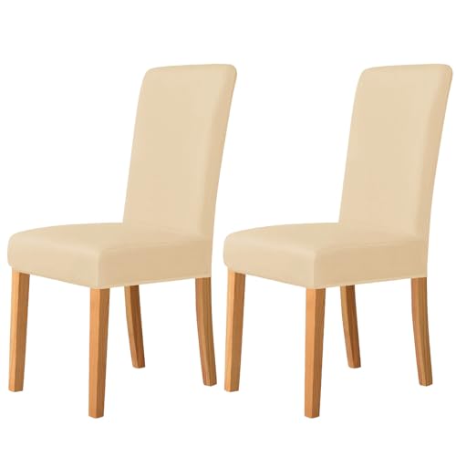 ZRCYXDW Stretch Stuhlhussen, Spandex Stuhlhussen Für Esszimmer Weicher Abnehmbarer Stuhlhussen Für Esszimmerstühle Mit Elastischer Unterseite Waschbarer Stuhlbezug Schwingstuhl-dunkelbeige-2er Set von ZRCYXDW