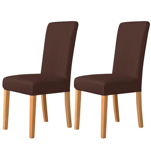 ZRCYXDW Stretch Stuhlhussen, Spandex Stuhlhussen Für Esszimmer Weicher Abnehmbarer Stuhlhussen Für Esszimmerstühle Mit Elastischer Unterseite Waschbarer Stuhlbezug Schwingstuhl-dunkelbraun-2er Set von ZRCYXDW