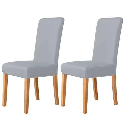 ZRCYXDW Stretch Stuhlhussen, Spandex Stuhlhussen Für Esszimmer Weicher Abnehmbarer Stuhlhussen Für Esszimmerstühle Mit Elastischer Unterseite Waschbarer Stuhlbezug Schwingstuhl-grau A-2er Set von ZRCYXDW