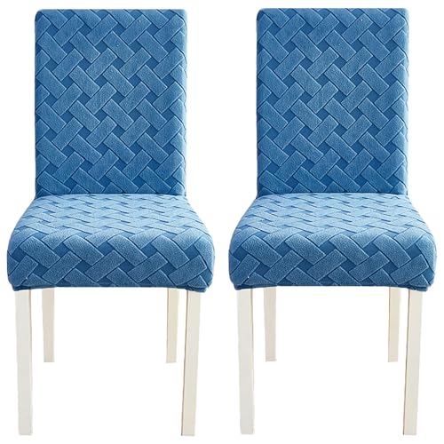 ZRCYXDW Stuhlbezüge,Stretch Stuhlhussen 2 Stück Universal Spandex Stuhlbezug Mit Elastischem Boden Abnehmbarem Waschbar-Blau-2er Set von ZRCYXDW