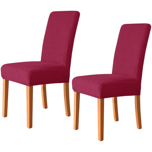 ZRCYXDW Stuhlbezug, 2 Stück Stuhlhussen Stretch Abnehmbarem Stuhlbezüge Waschbar Stühle Schutz Für Bankett Partys Deko-Weinrot-2er Set von ZRCYXDW